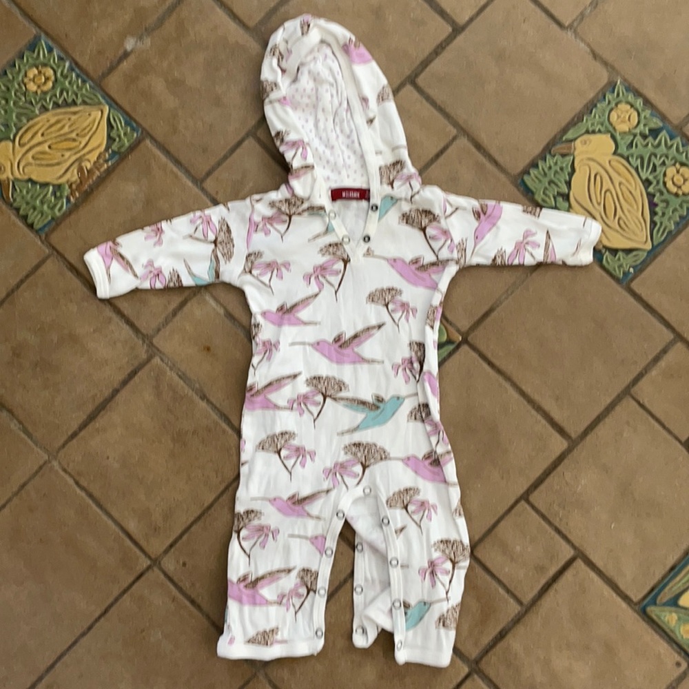 Milkbarn hooded onepiece infant outfit - 3-6 mos